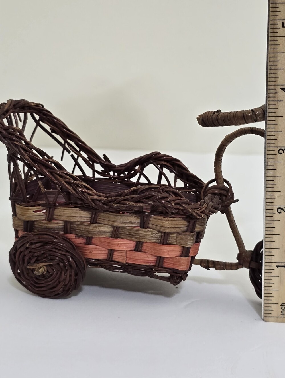 vintage Mini Wicker Boho Tricycle Plant Planter 4"‎ x 5.5" - Picture 11 of 12